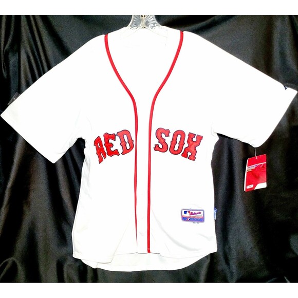 BOSTON RED SOX MAJESTIC STITCHED ONFIELD MLB #40 Jersey White Size 48 *flaw* NWT - Picture 11 of 11